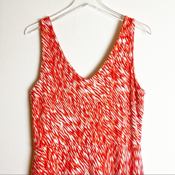 Athleta Animal Print Sleeveless Knit Dress, Size Large - Orange/White - Picture 5 of 12